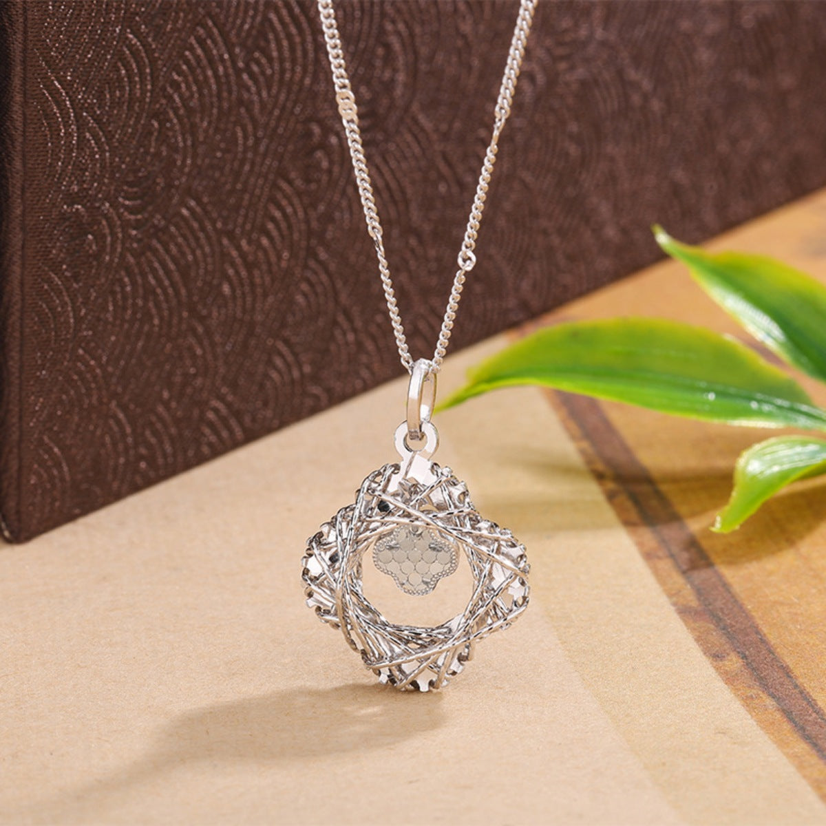 Sterling Silver Clover Pendant Necklace - alternate necklace view