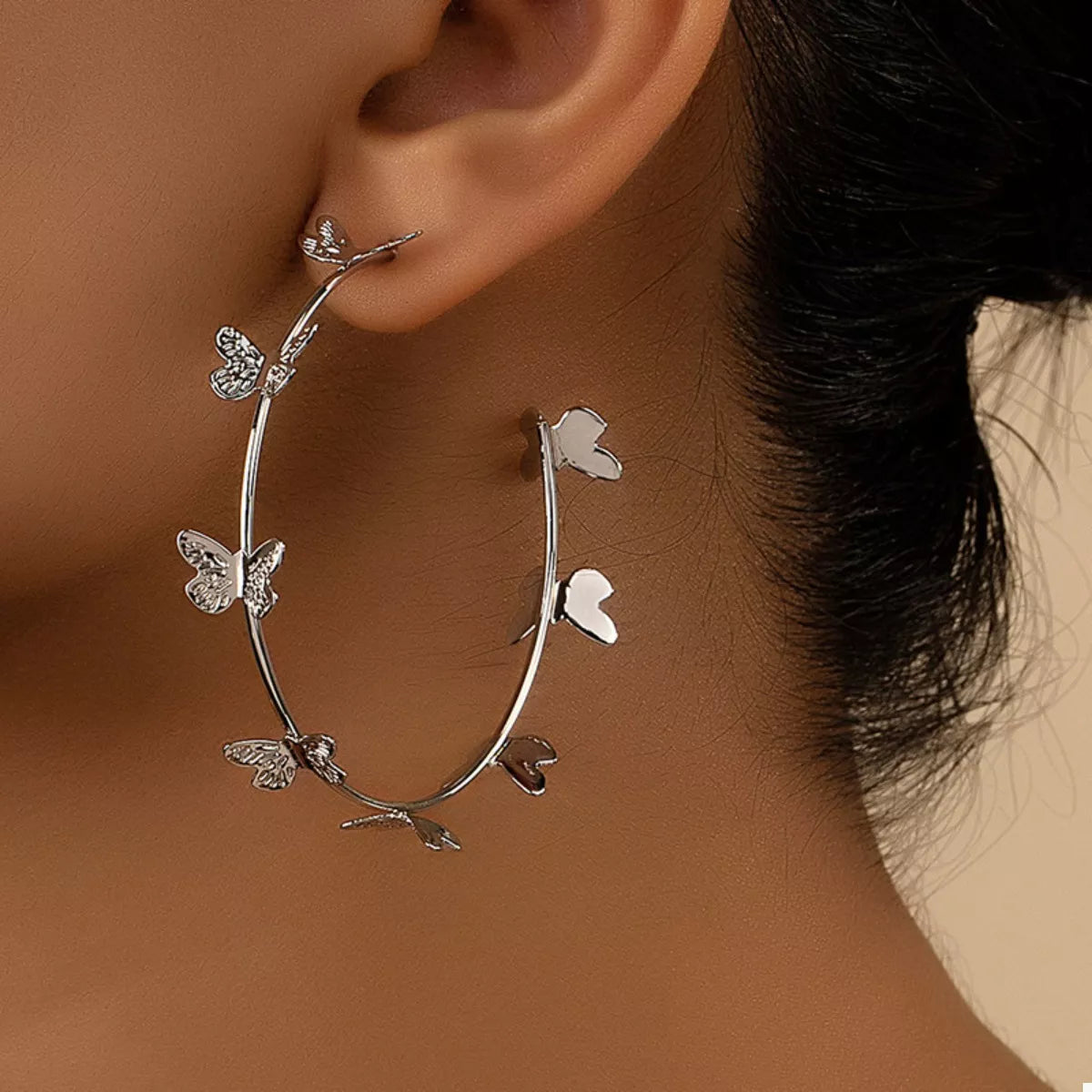 Butterfly Vine Hoop Earrings - alternate earring view