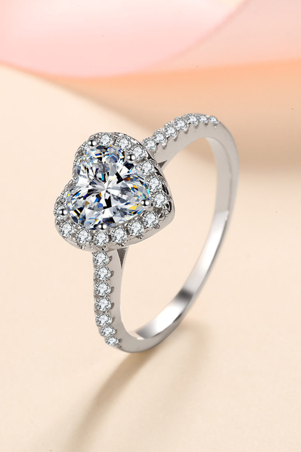 1 Carat Moissanite Heart-Shaped Ring in Silver - women's ring