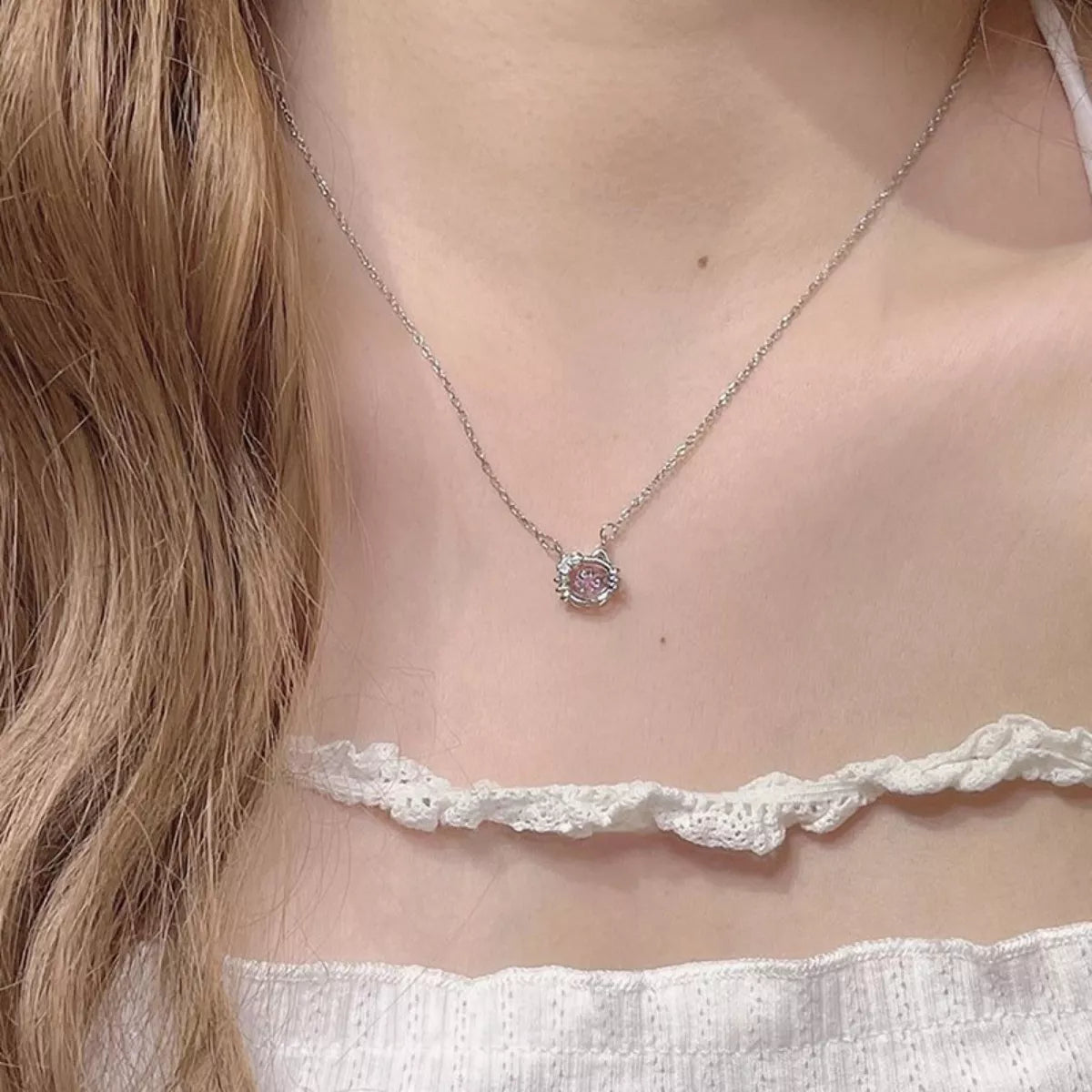 Sterling Silver Cat Necklace - alternate necklace view