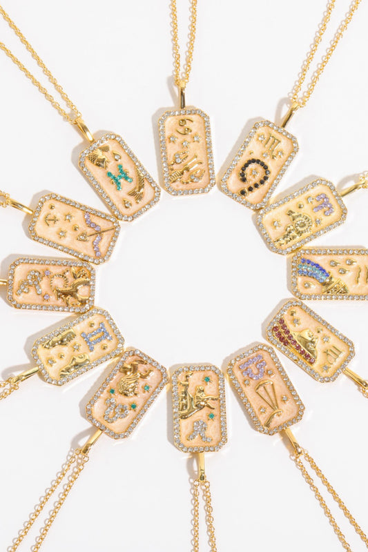 Rhinestone Constellation Pendant Copper Necklace in Libra - women's pendant necklace