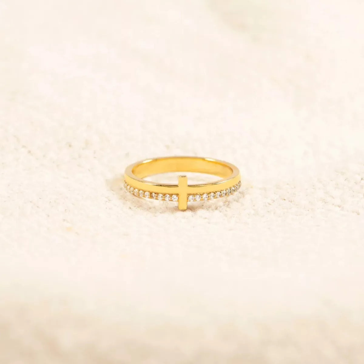 Sterling Silver Cross Ring in Gold - women's ring