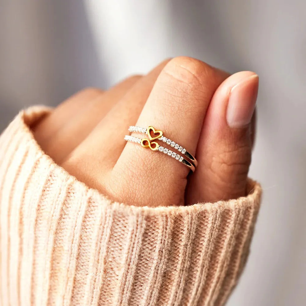 Zircon Sterling Silver Heart Shape Ring in Silver - women's ring