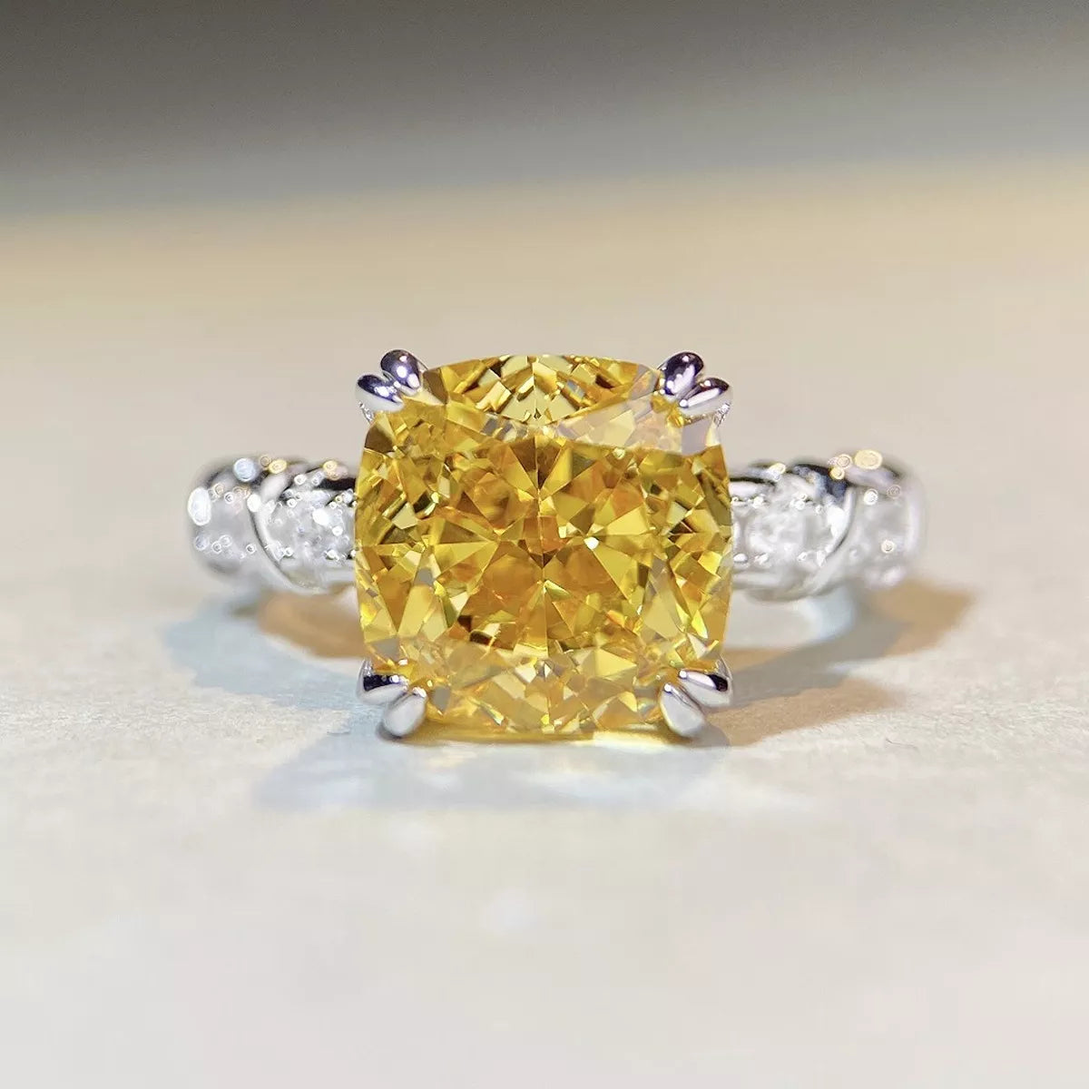 Sterling Silver Zircon Geometric Ring - alternate ring view