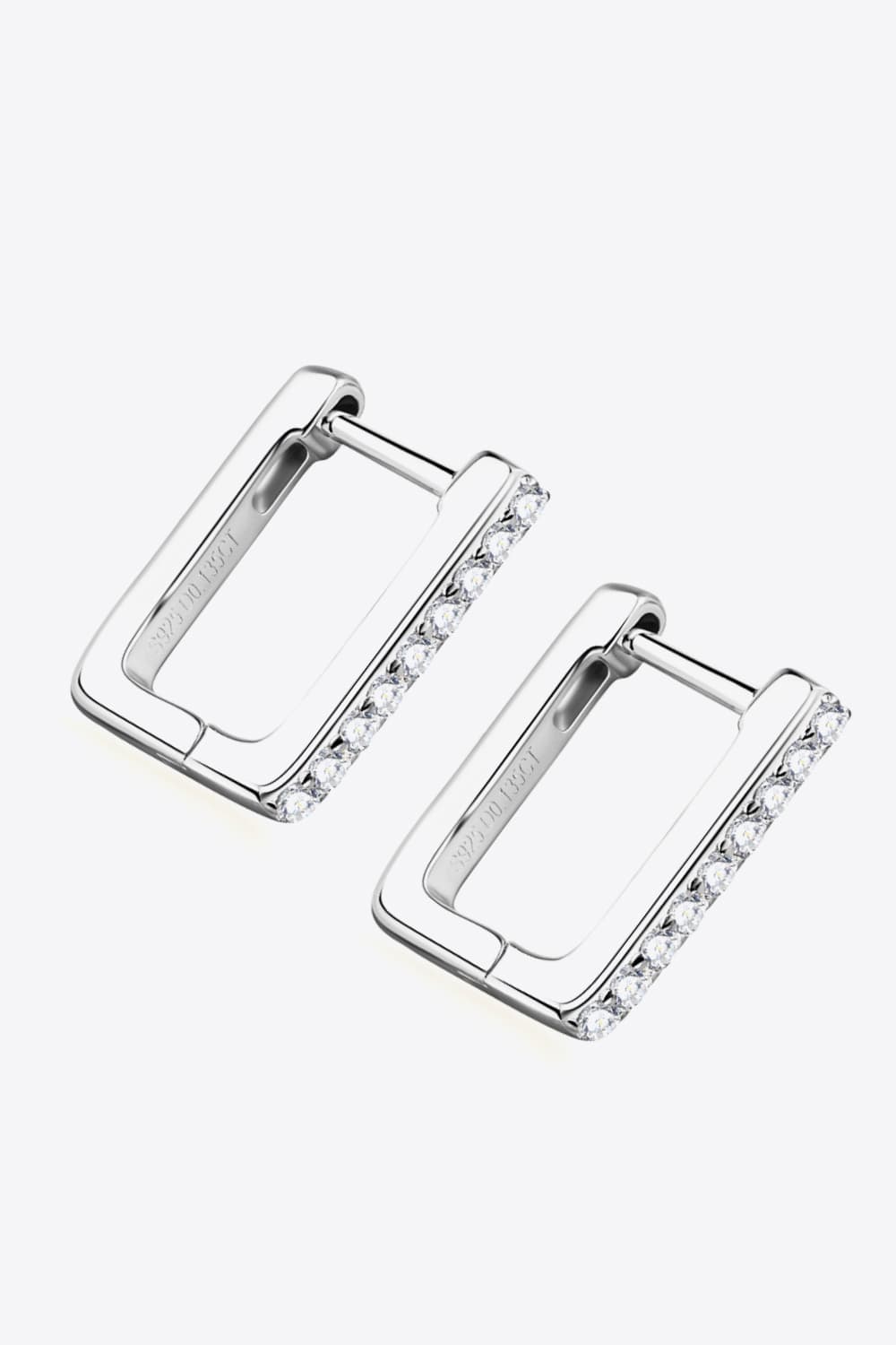 Moissanite Geometric Sterling Silver Earrings - alternate earring view