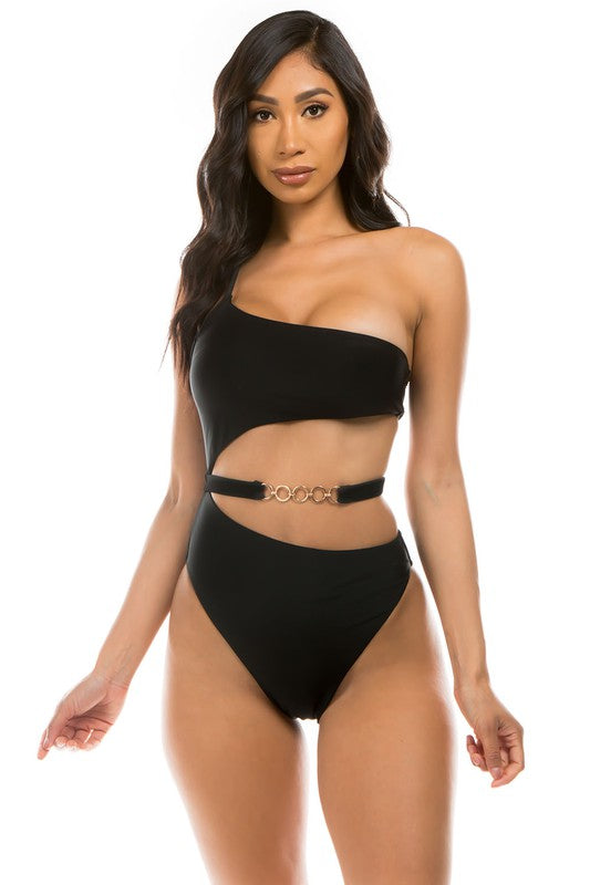 One Shoulder Cutout One Piece