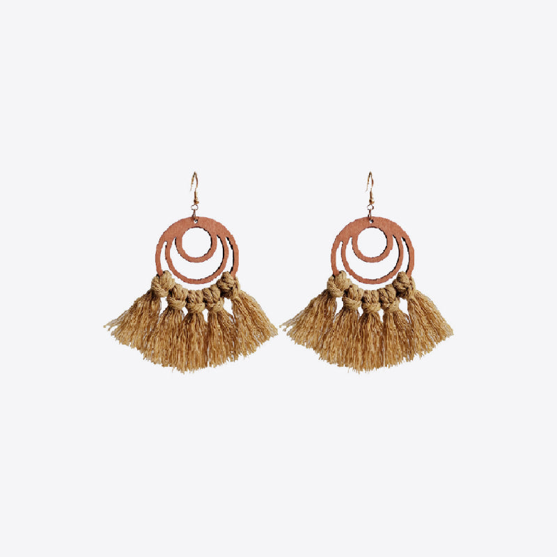 Tassel Detail Geometric Earrings in Strawberry - women's earrings