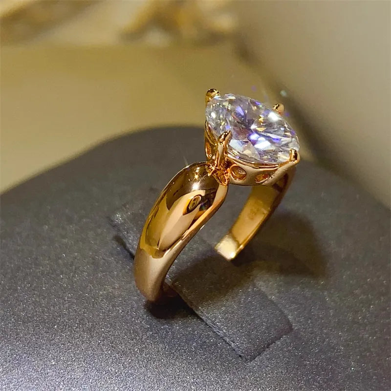 2 Carat Moissanite Sterling Silver Ring in Gold - women's ring