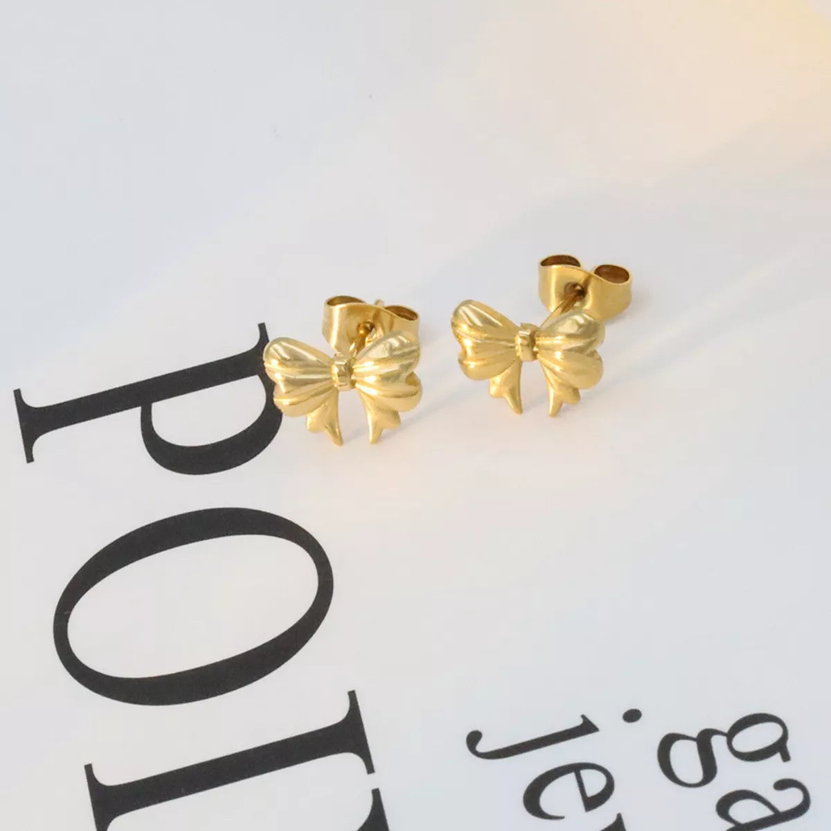 18K Gold-Plated Bow Earrings - alternate earring view