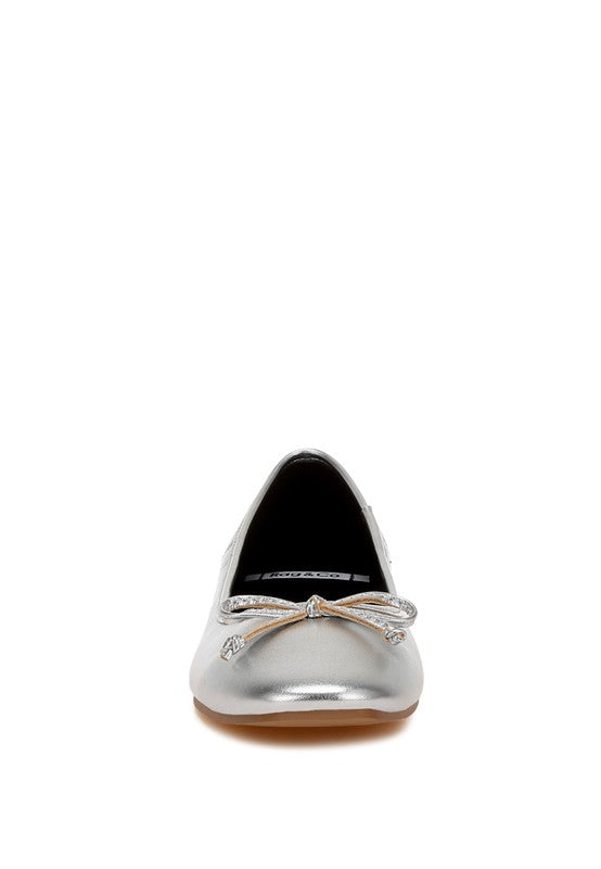 Bow Detail Metallic Ballerinas