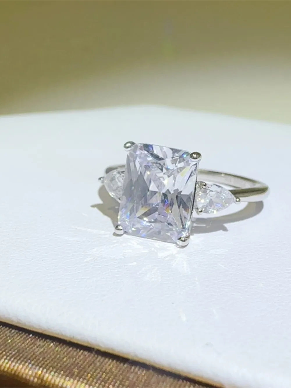 3 Carat Moissanite Sterling Silver Square Shape Ring - alternate ring view