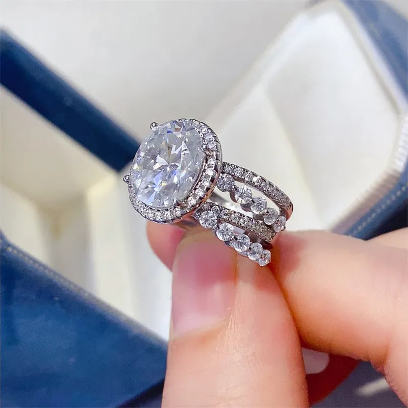3 Carat Moissanite Sterling Silver Layered Ring in Silver - women's ring