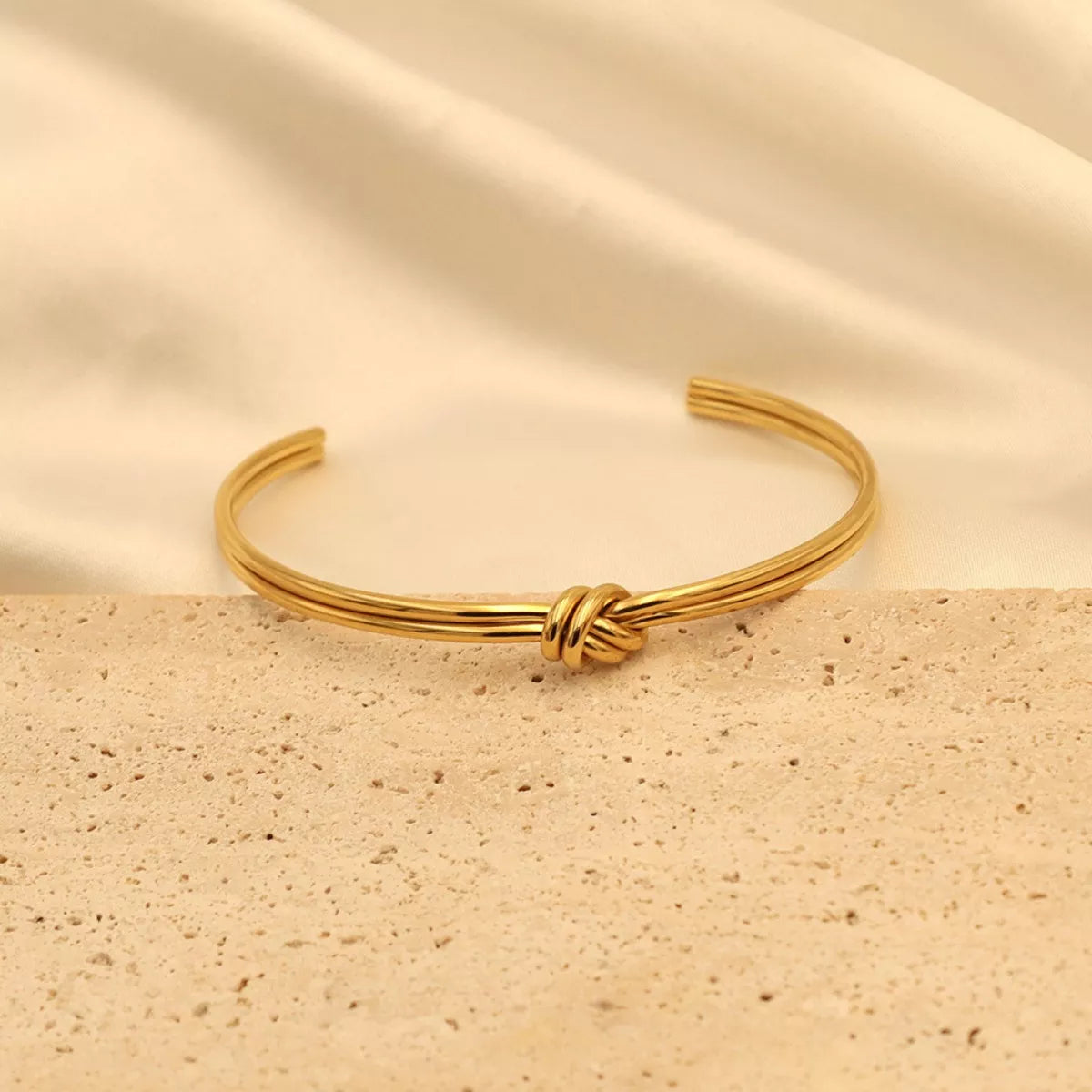 18K Gold-Plated Knot Open Bracelet - alternate jewelry view