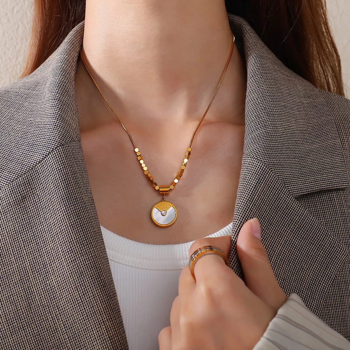 18K Gold-Plated Pendant Necklace in Green - women's pendant necklace