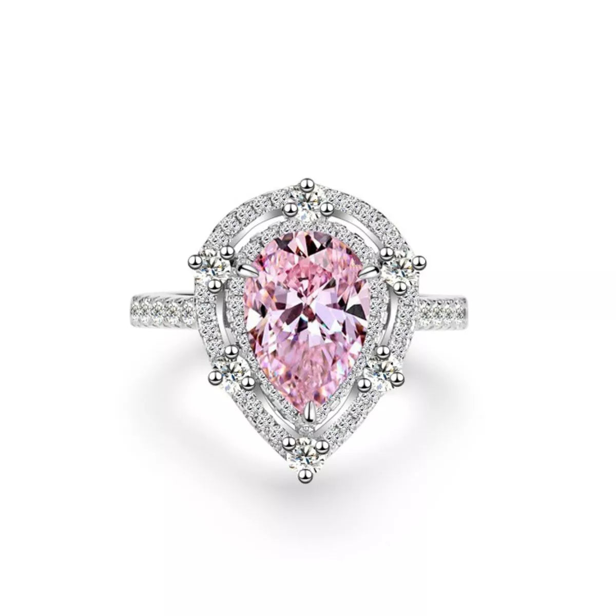 Sterling Silver Zircon Geometric Ring in Style A - women's ring