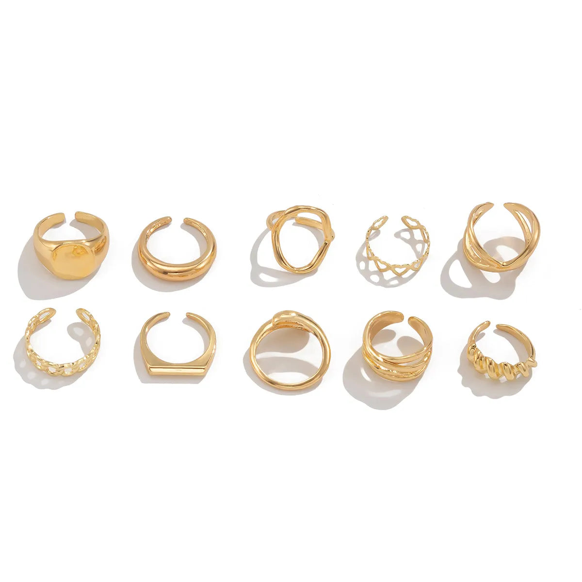 10-Piece Alloy Geometric Ring - alternate ring view