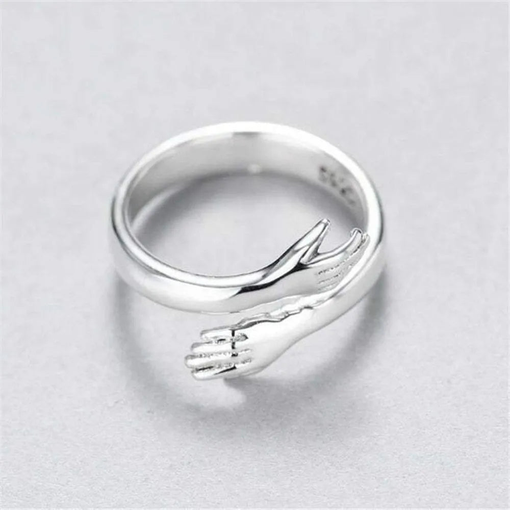 Hug Shape Sterling Silver Bypass Ring - alternate ring view