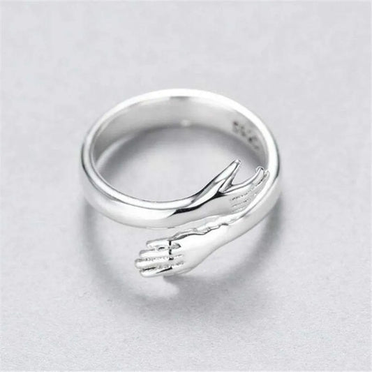 Hug Shape Sterling Silver Bypass Ring - alternate ring view