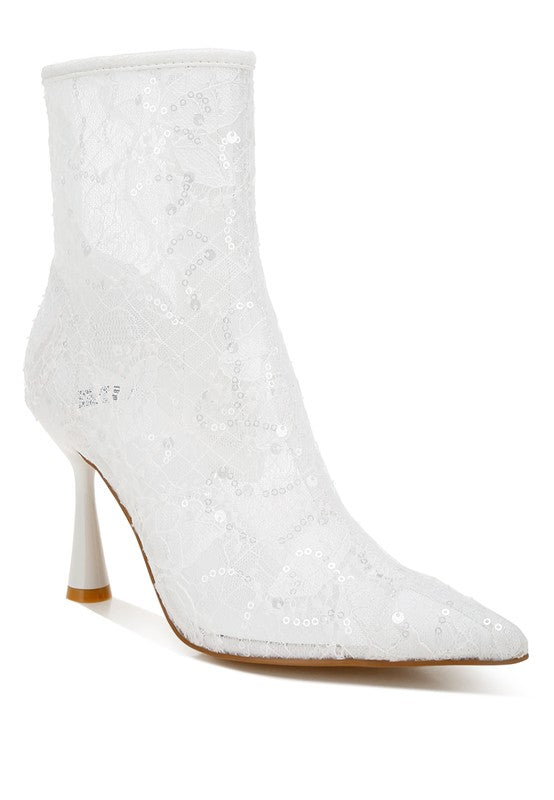 Sequin Lace Ankle Boots