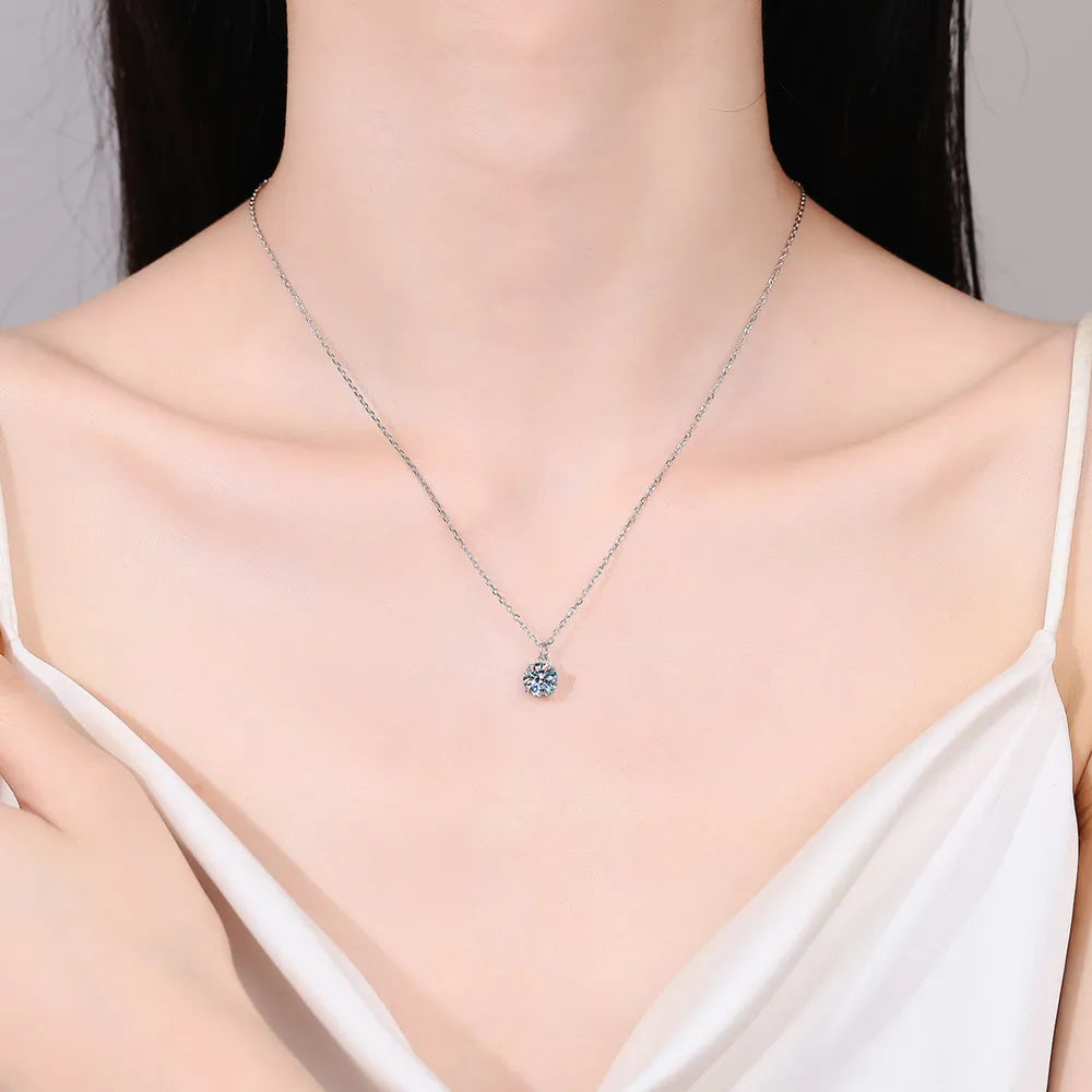 1 Carat Moissanite Sterling Silver Necklace - alternate necklace view