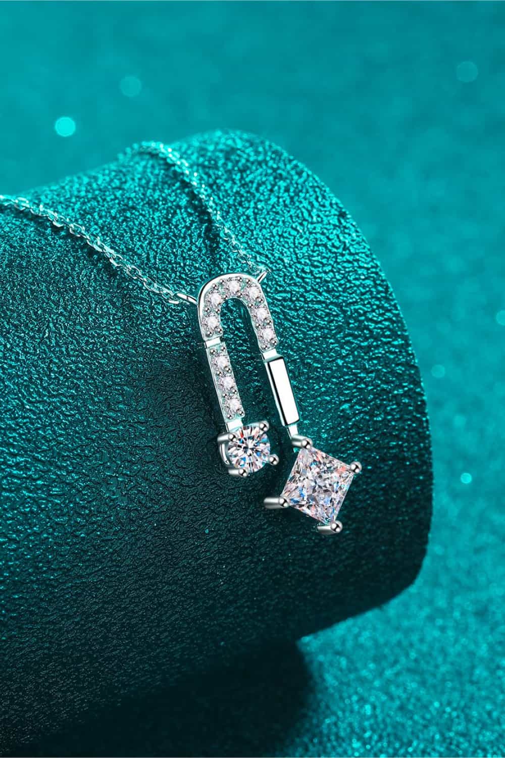 1.3 Carat Moissanite Sterling Silver Necklace - alternate necklace view