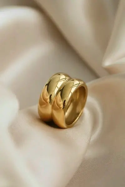 Gold Double Ridge Ring in Gold - women's ring