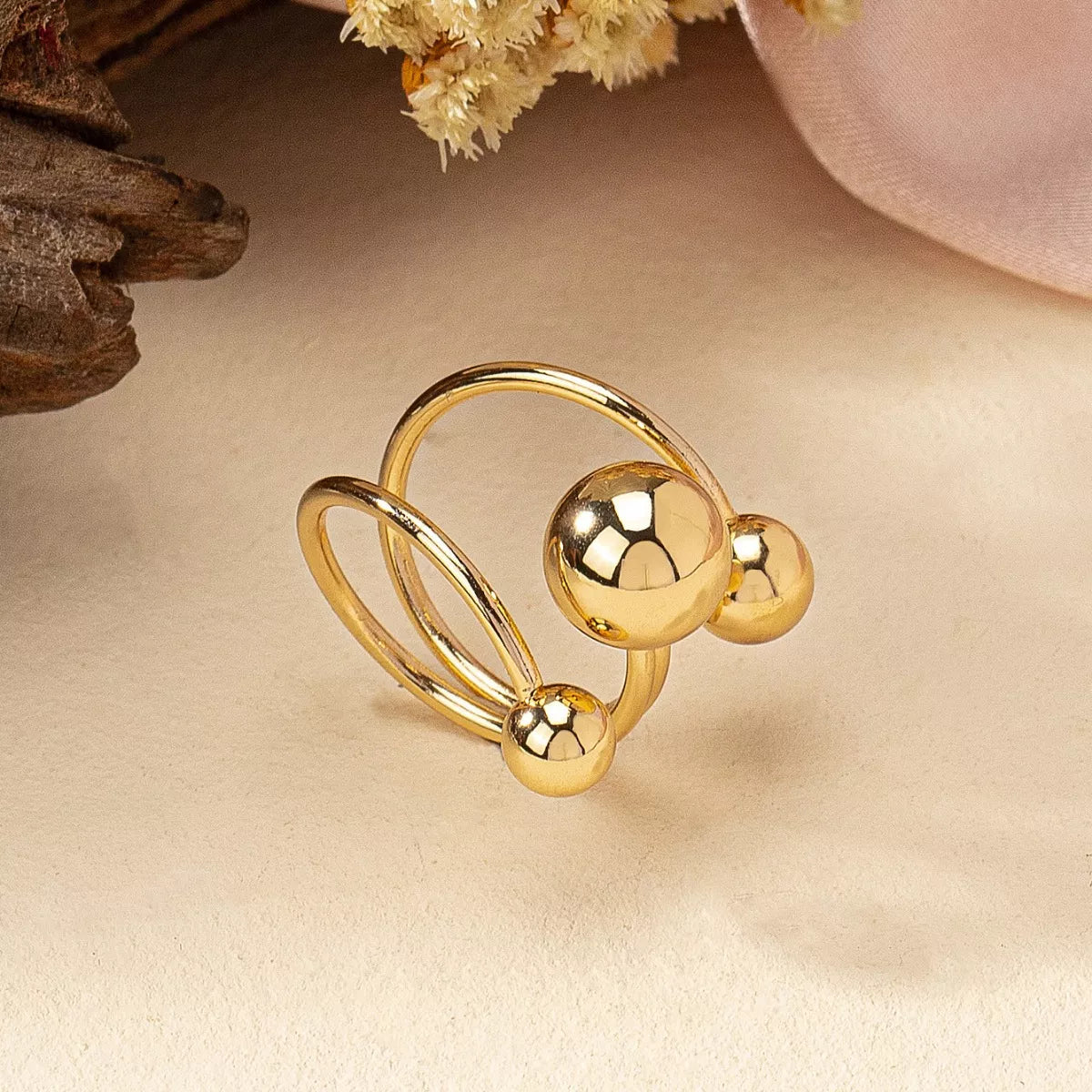 Multi Layered Ball Ring in Silver - women's ring