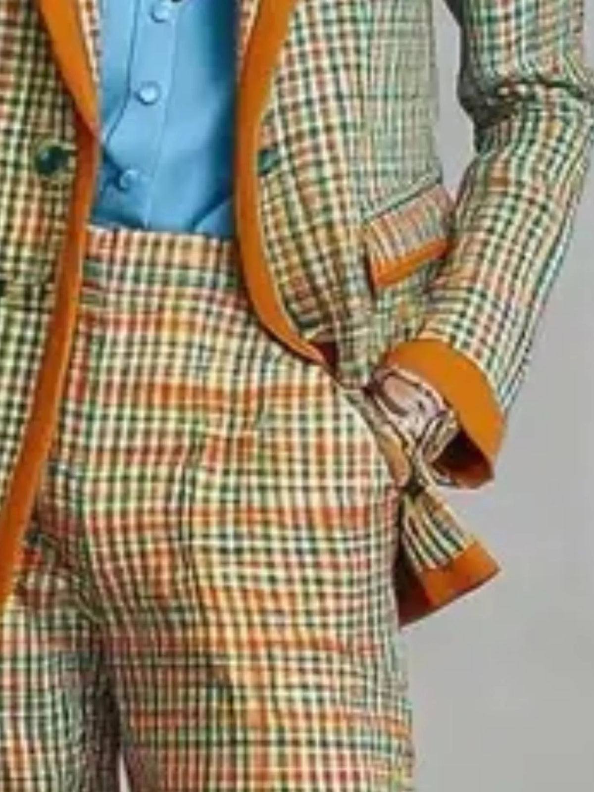 Plaid Blazer and Pants Suit Set in Sherbet - Blossom's