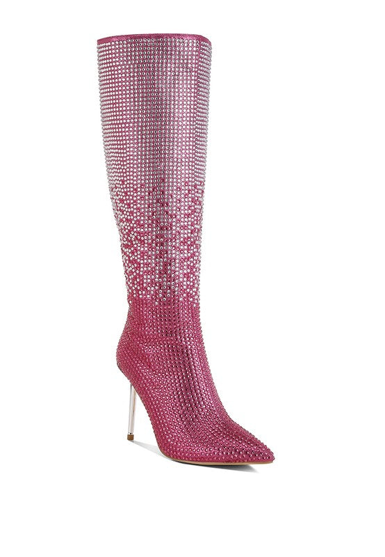 Shiny Rhinestone Studded Boots