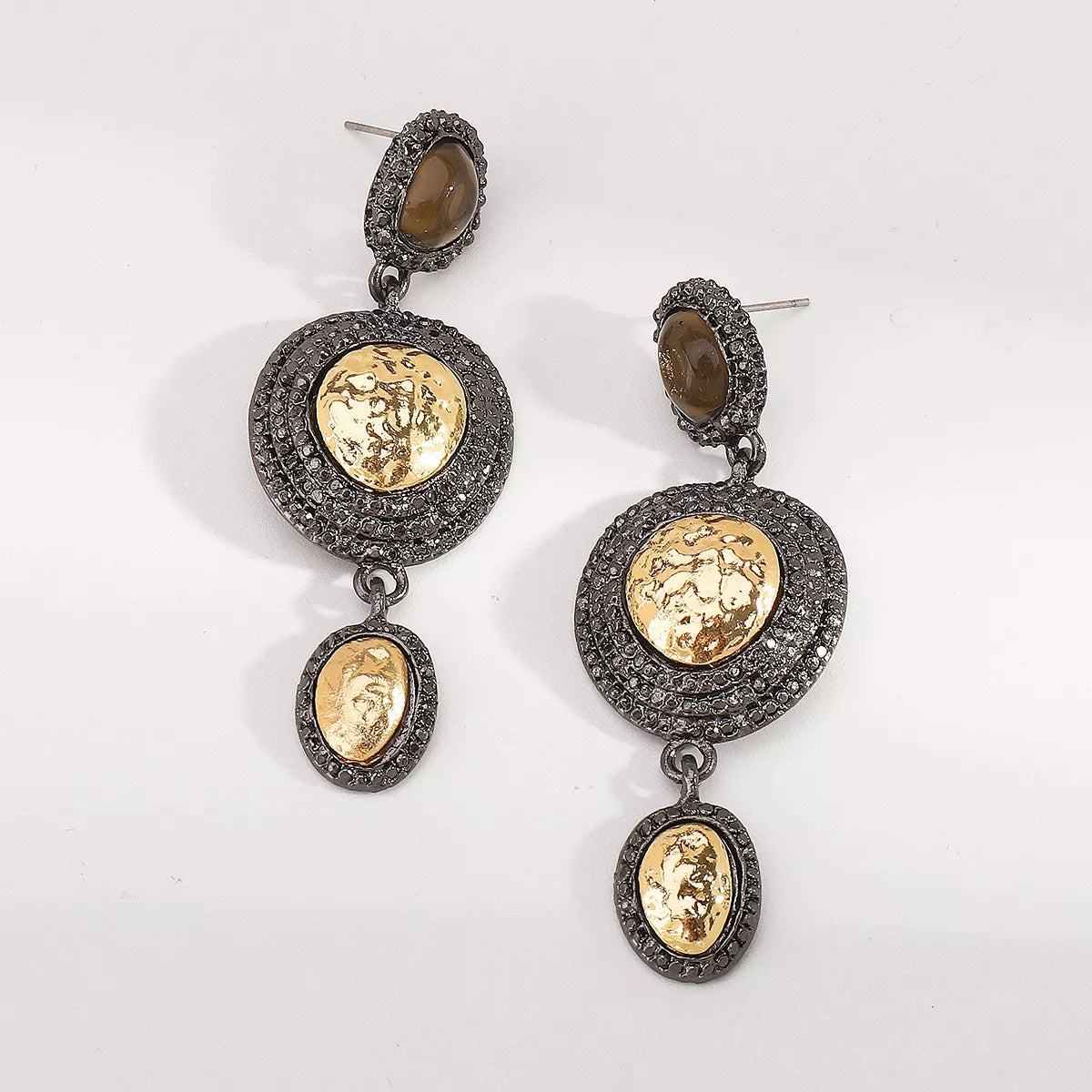 Vintage-Inspired Dangle Earrings with Gold Accents - alternate earring view