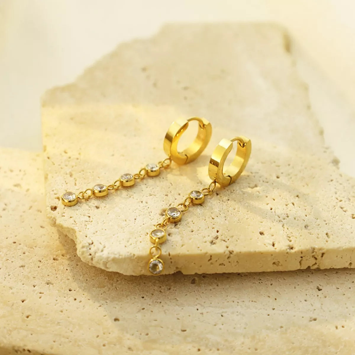 18K Gold-Plated Hoop Drop Earrings in Gold - women's hoop earrings