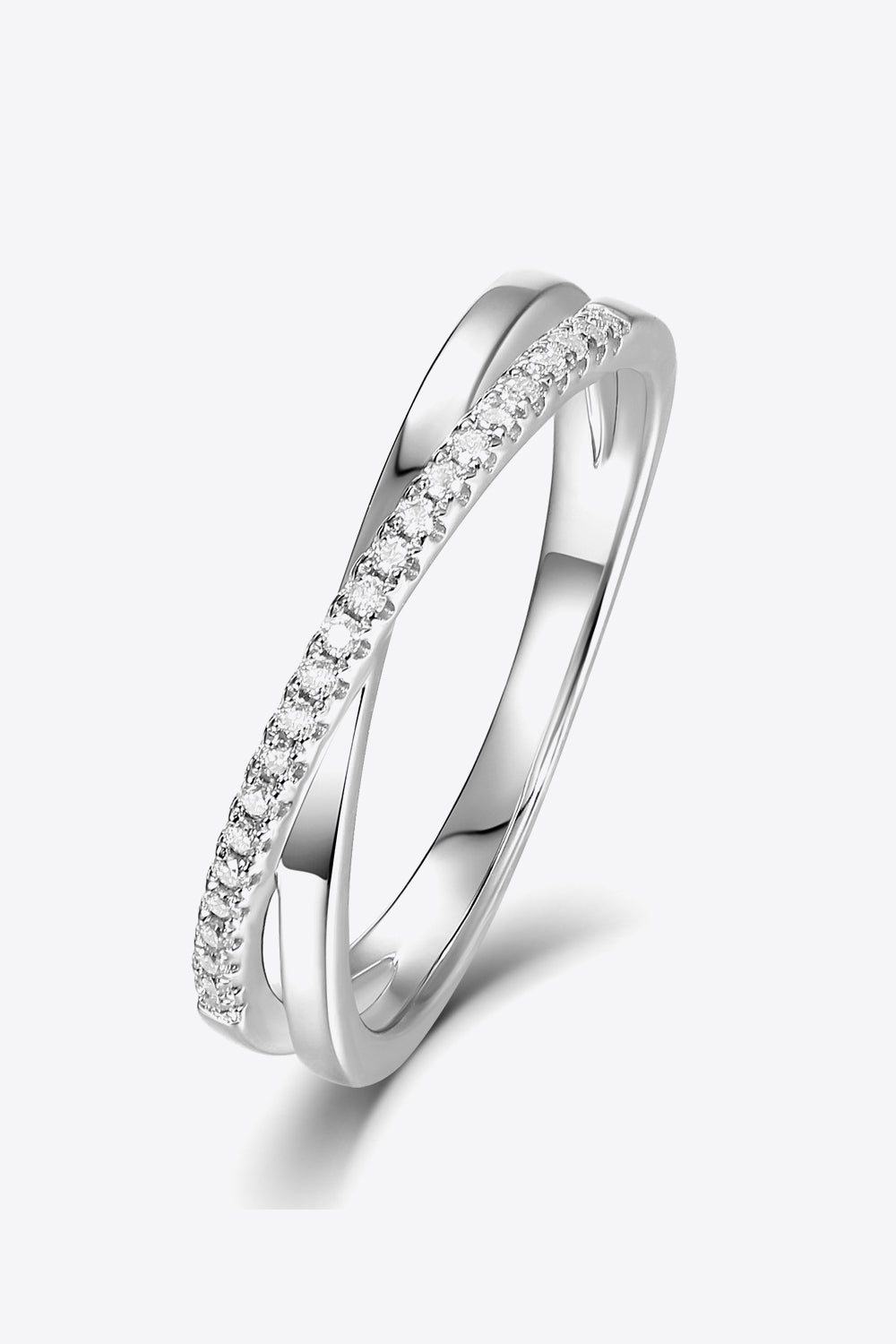 Sterling Silver Crisscross Moissanite Ring in Silver - women's ring
