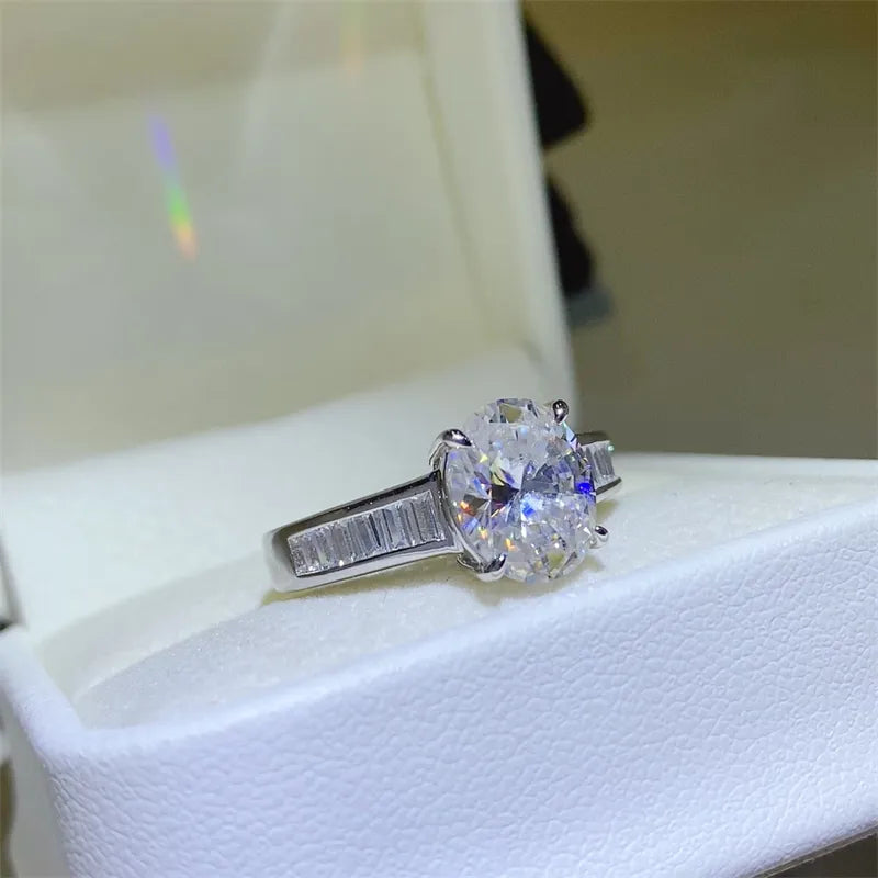 3 Carat Moissanite Sterling Silver Ring in Silver - women's ring