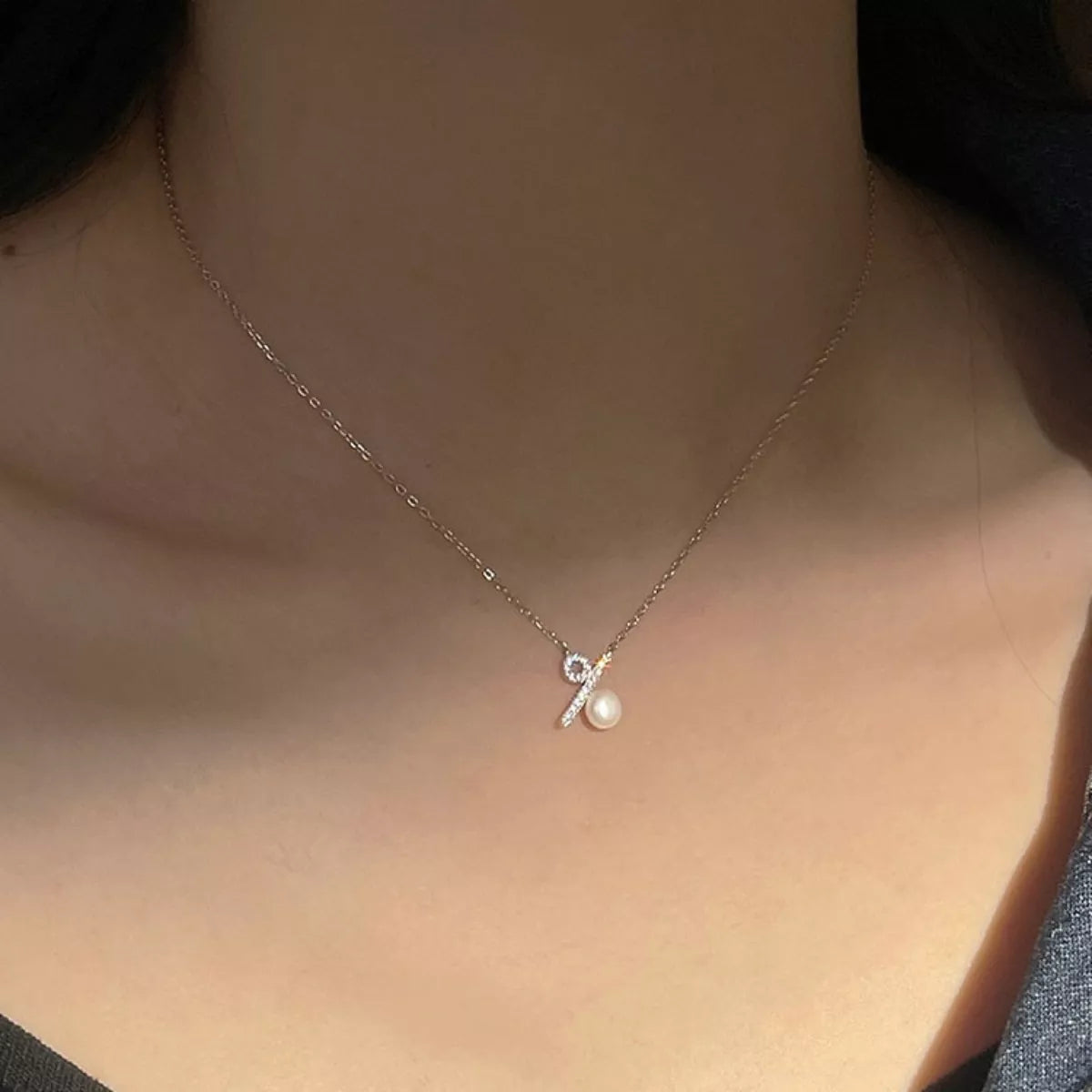 Pearl Percentage Pendant Necklace in Silver - women's pendant necklace