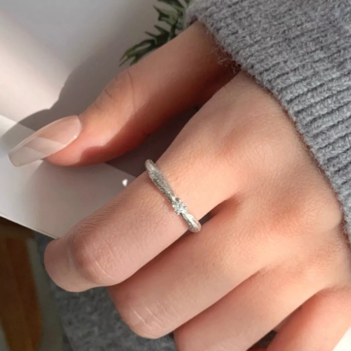 Sterling Silver Zircon Ring - alternate ring view