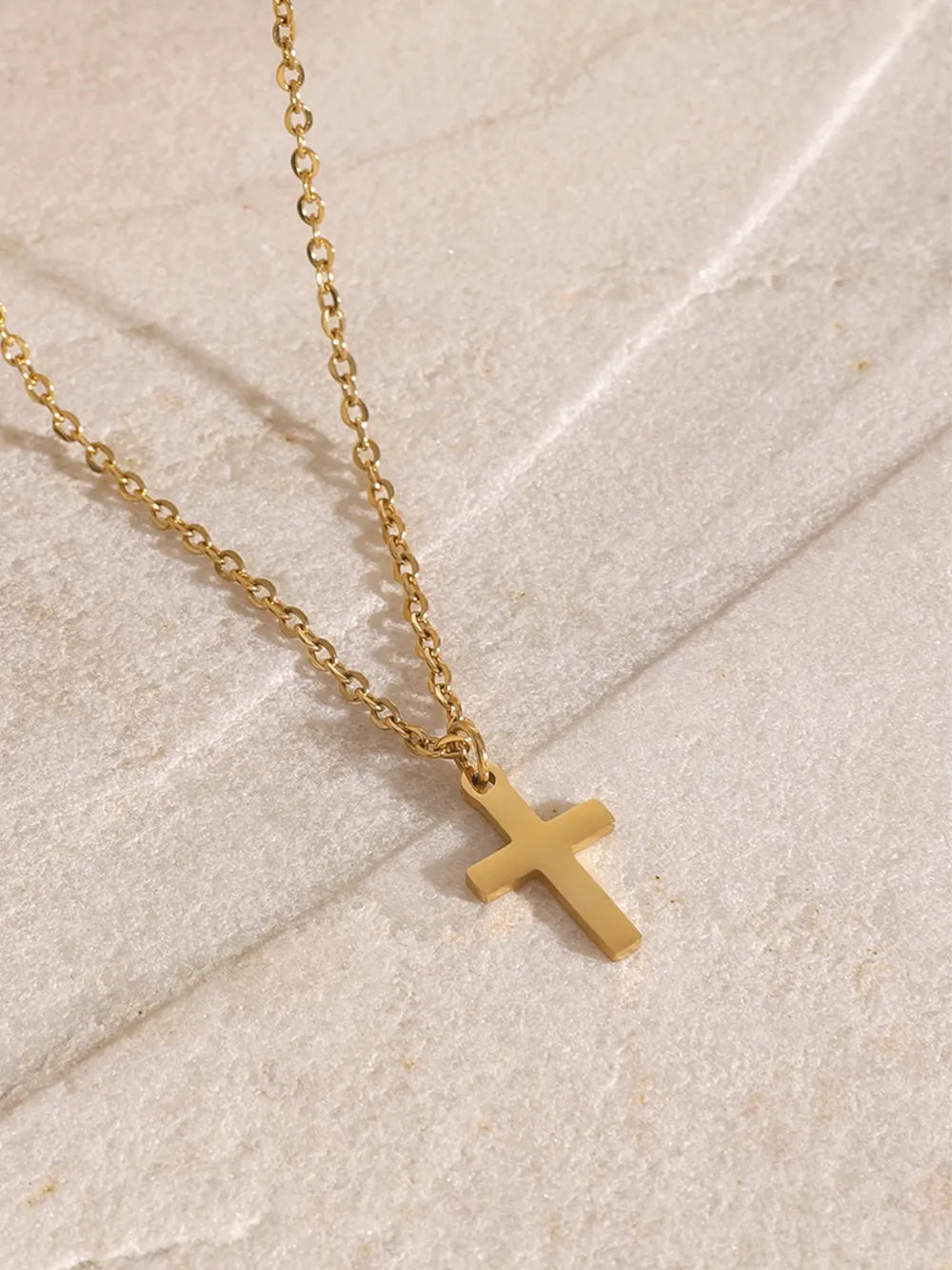 18K Gold-Plated Three-Layered Cross Necklace - alternate necklace view