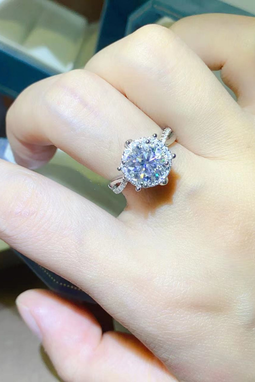 2 Carat Moissanite Sterling Silver Ring in Silver - women's ring