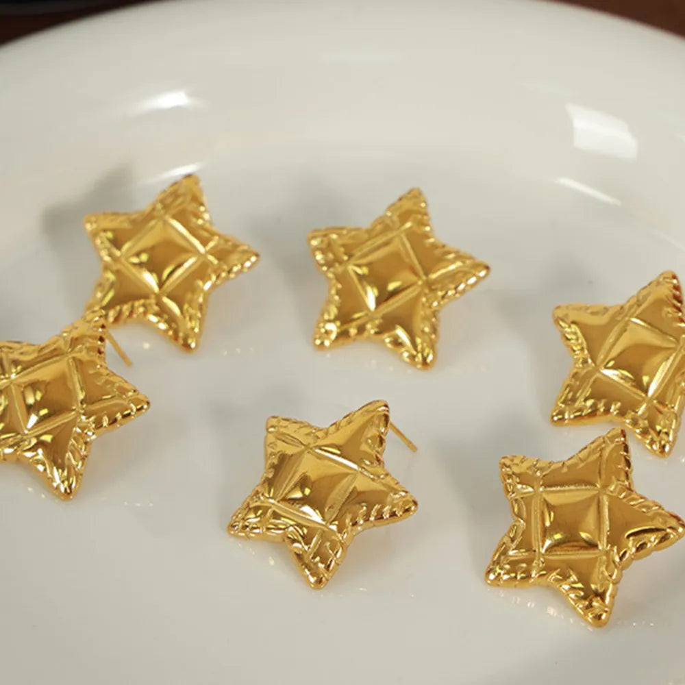Titanium Steel Star Stud Earrings - alternate earring view