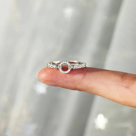 Inlaid Zircon Sterling Silver Ring in Silver - women's ring