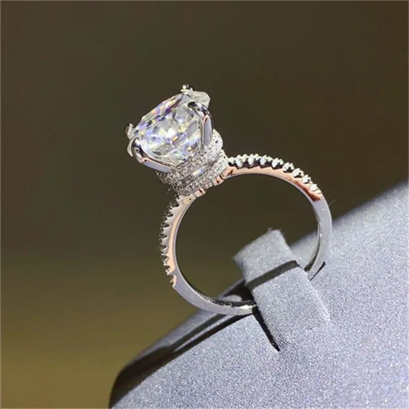 5 Carat Moissanite Sterling Silver Ring in Silver - women's ring