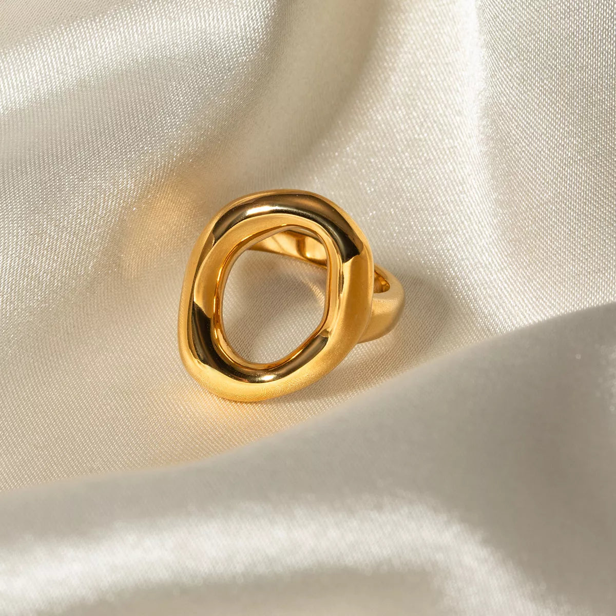 Modern Hollow Oval Ring in Gold - women's ring