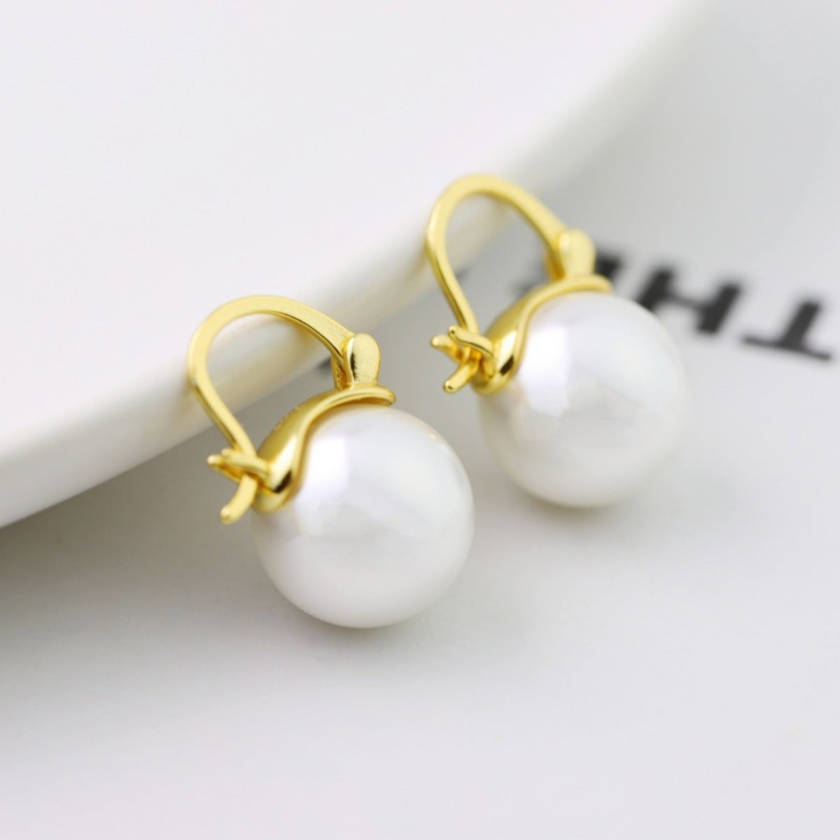 18K Gold-Plated Pearl Earrings - alternate earring view