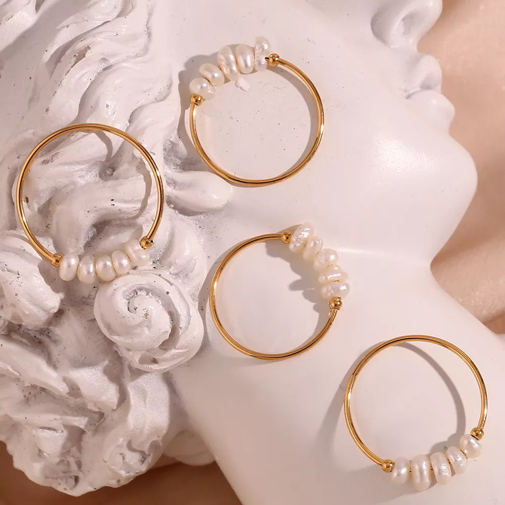 18K Gold-Plated Baroque Pearl Ring in Gold - women's ring