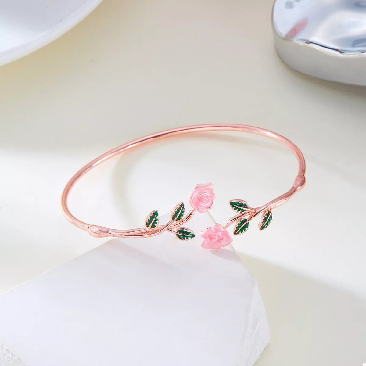 Rose Bypass Ring and Bracelet Set - alternate jewelry view