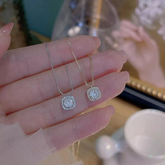 Sterling Silver Zircon Pendant Necklace in Gold - women's pendant necklace