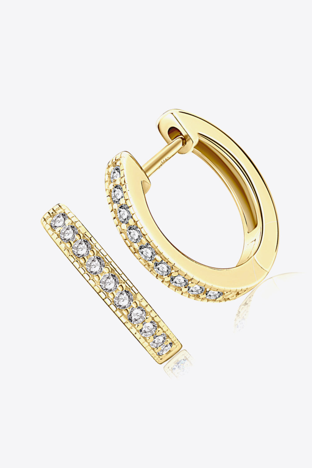 Inlaid Moissanite Hoop Earrings - alternate earring view