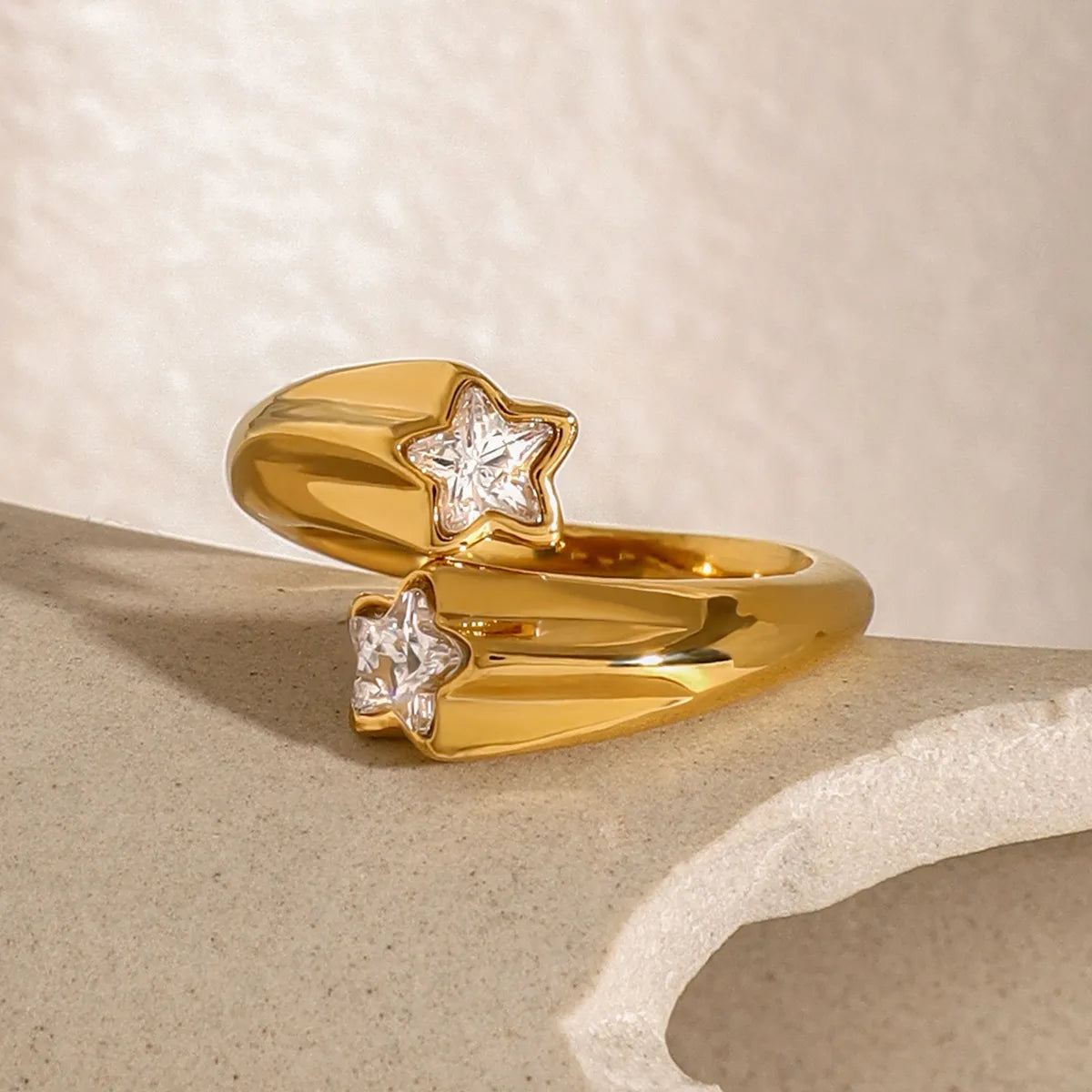 Star Crystal Gold Adjustable Ring - alternate ring view