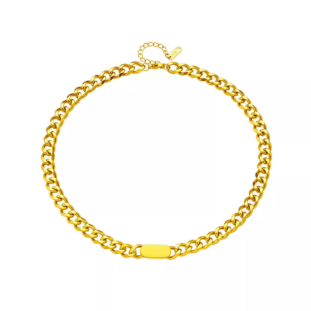Stainless Steel Bar Chain Necklace and Bracelet Set - alternate necklace view