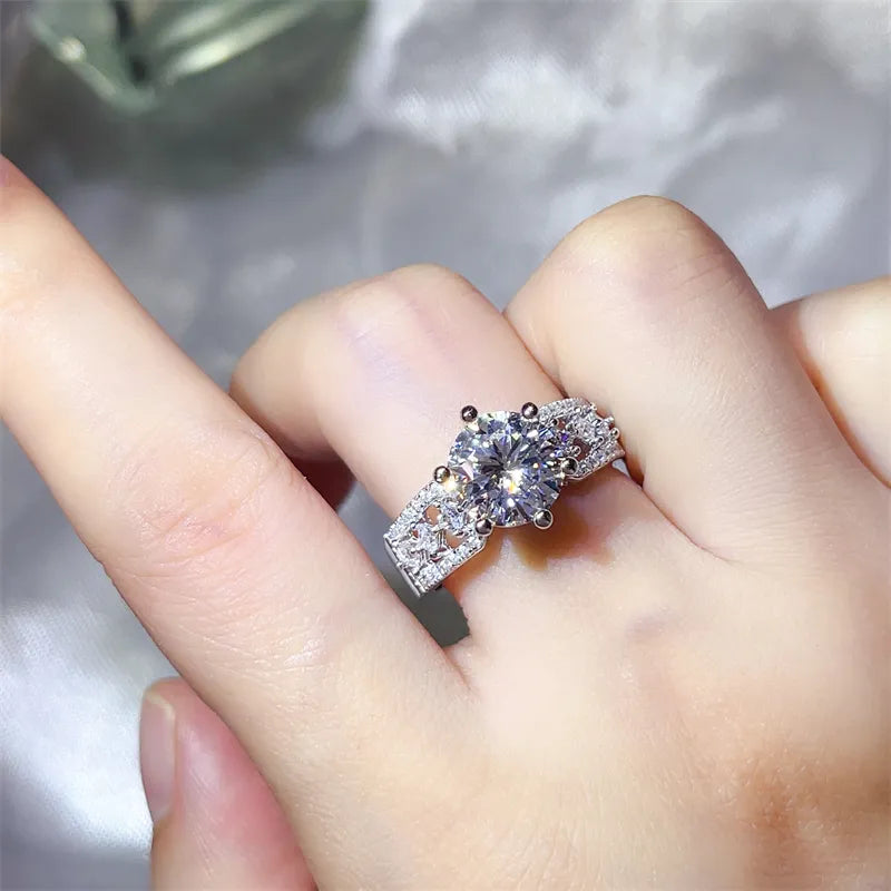 3 Carat Sterling Silver Moissanite Ring in Silver - women's ring