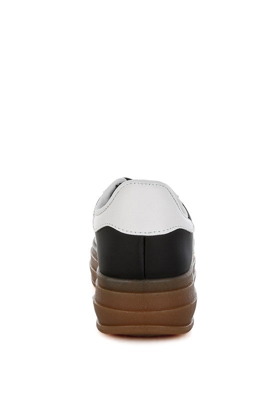 Faux Leather Lace-Up Sneakers